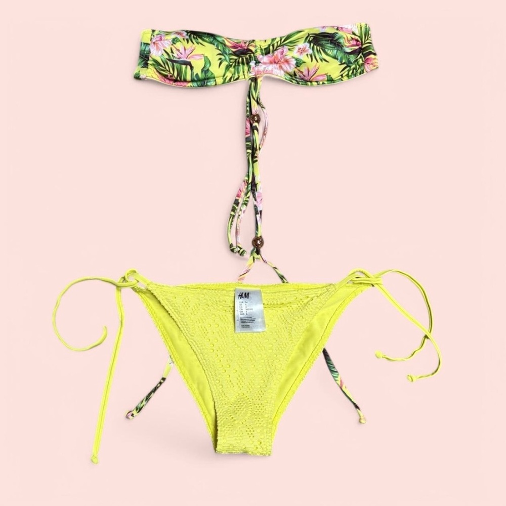 H&M Vibrant Yellow Floral Bikini Top & Bottom Set